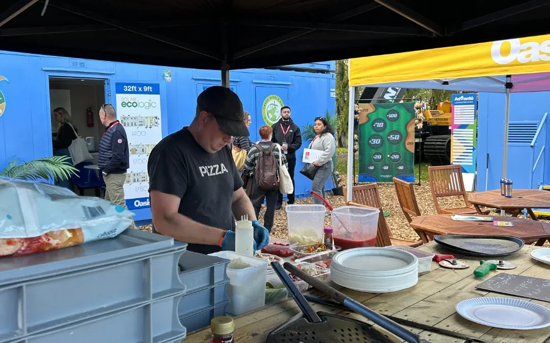 Wood fired Pizza Bar catering for Oasis Welfare at the Plant Worx Construction Show making pizzas